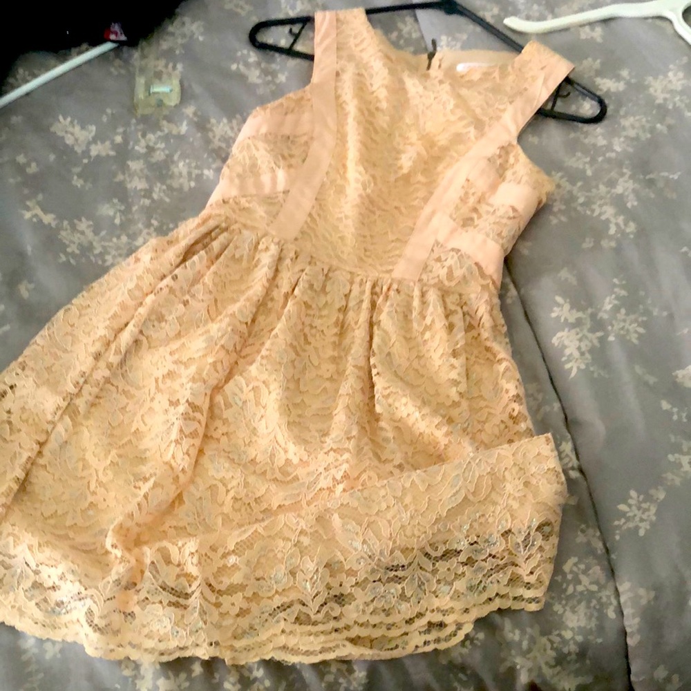 Peach lace overlay dress